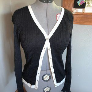 NWT Adorable Black Cardigan with Daisy Buttons